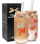 Fall Coffee Mug - Unique Autumn Decor & Iced Coffee Cup Fall Decor Pumpkin Mug with Pumpkin Decor...