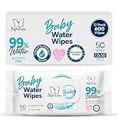 PAPILION 99% Water Baby Wipes, Extra Large Diaper Wipes for Sensitive Skin, Fragrance-Free, Derma...