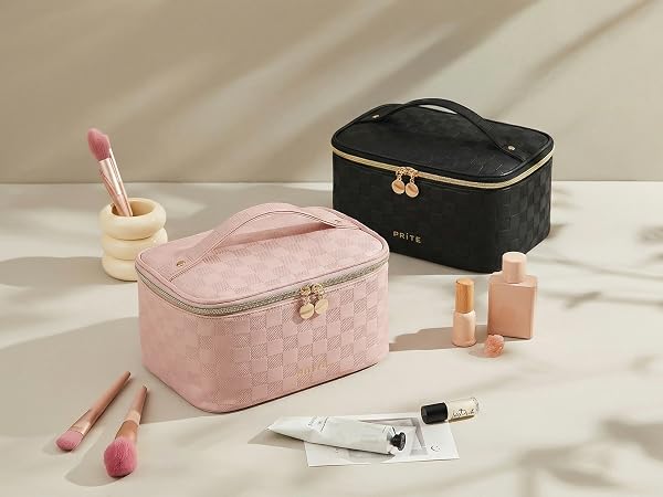 checkered makeup bag