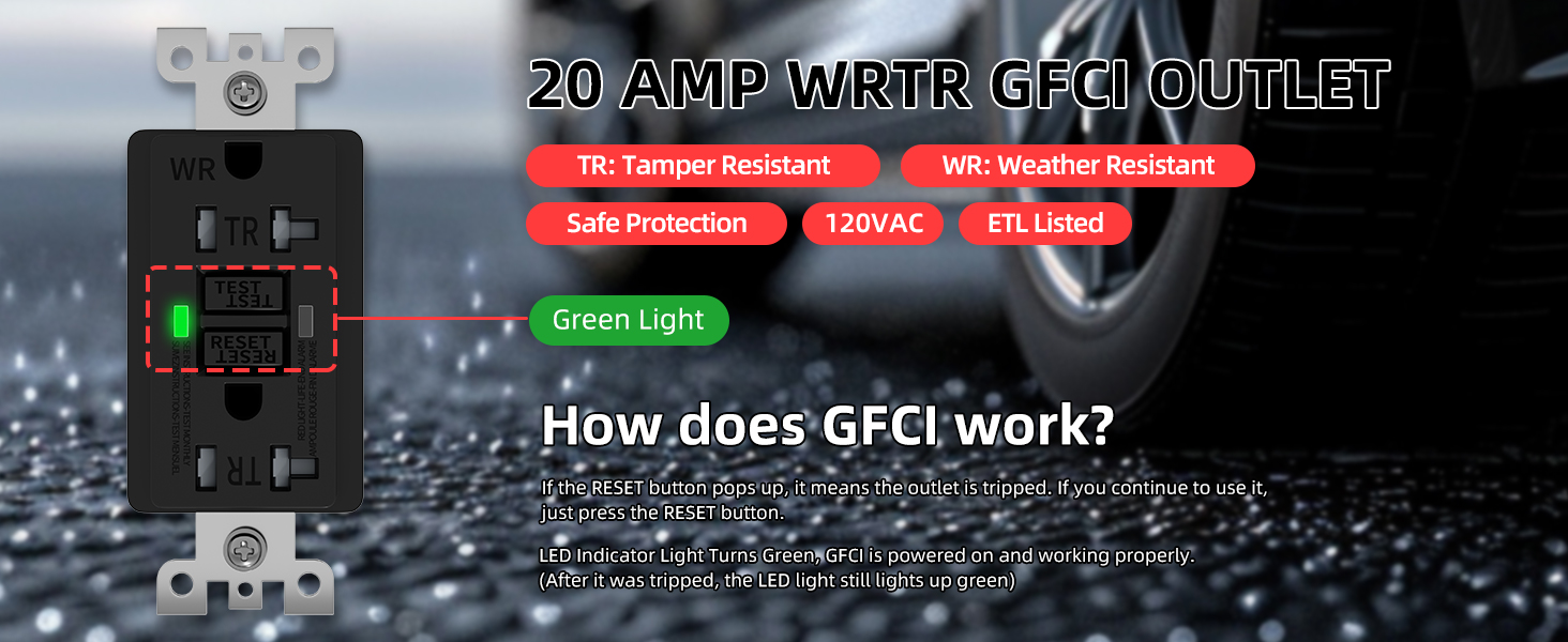 Outdoor Electrical Outlet Box with 20 Amp WRTR GFCI Receptacle and Switch ETL Listed