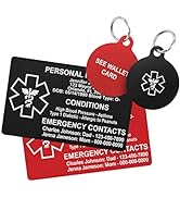 Custom Medical ID Card for Wallet, Aluminum Free Engraving Emergency Contact Card, Personalized M...