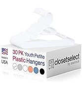 30 Pk Youth Petite Plastic Hangers for Children Clothes Sizes 8 to 12, Petite, Preteen, Junior, 3...