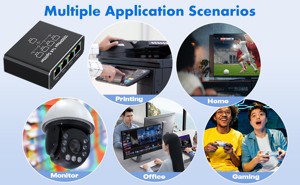 Ethernet Splitter 1 to 4 1000Mbps Internet Splitter Gigabit RJ45 Port Router Switch LAN Splitter