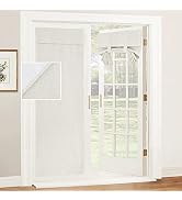 RYB HOME 100% Blackout Door Window Curtains, Natural Linen Blended Privacy French Door Blinds The...