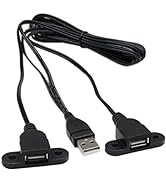 SinLoon USB 2.0 Charging Cable USB 2.0 Y Splitter USB 2.0 Male to Dual USB Female Panel Mount Cha...