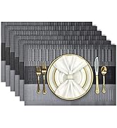 Aofmee Placemats, Placemats Set of 6, Heat Resistant Place Mats, Washable PVC Table Mats, Woven V...