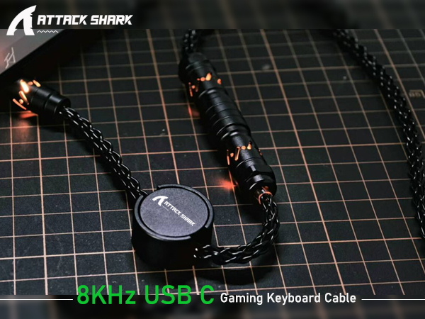 ATTACK SHARK C07 RGB Braided Aviation Cable for Charging Phone and Connecting Keyboard PS4