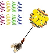 Andiker Cat Plush Toy, 9Pcs Durable Canvas Cat Feather Toys with a Elastic Rope& 8Pcs Cat Springs...