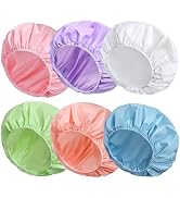 6 PCS Shower Caps for Women, Double Side Waterproof Shower Cap, Reusable Elastic Bath Caps for Sh...