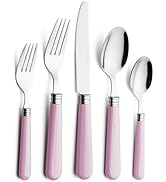 ANNOVA Silverware Set 20 Pieces Cutlery Stainless Steel Colorful Fun Handle Flatware Service for ...