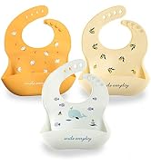 YINGJEE Baby Bibs Silicone Feeding Bibs, Baby Bibs Silicone Bibs 3pcs for Feeding and Adjustable ...