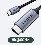UGREEN USB C to HDMI Cable 8K@60Hz 4K@240Hz Thunderbolt 4/3 Type C to HDMI 2.1 Cable 48Gbps HDR H...