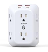 Multi Plug Wall Outlets, 6-Port Outlet Extender with 4 Charging USB Ports (2 USB A, 2 USB C), 4 S...