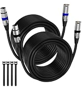 AeeKoo XLR Cables 50FT 2 Packs, Premium XLR Male to Female Microphone Cable, Gold-Plated 3-Pin Ba...