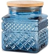 Prettidecor Glass Coffee Canister, 20.3 oz Candy Jar Sugar Jar Storage Container for Ground Coffe...