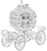 NUOBESTY Crystal Pumpkin Carriage Trinket Box Rhinestone Princess Cinderella Carriage Jewelry Box...