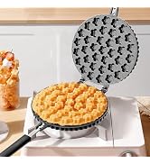 Bubble Waffle Maker, Nonstick Double Side Flower Pattern Hong Kong Egg Waffler Iron, 180° Rotatin...