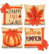 Fall Pillow Covers 18 x 18 Inch Autumn Pumpkin Maple Leaves Pillow Cover Cushion Case Thanksgivin...