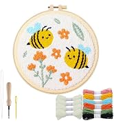 Punch Needle Kit Adults Beginner - Step-by-Step Video & Guide, Includes Hoop/Needle/Yarns/Punch N...