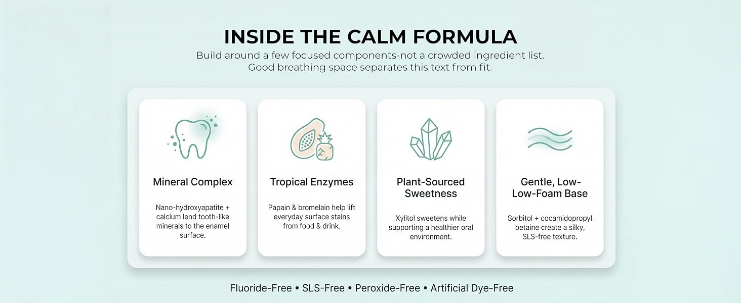 MasterMedi “Inside the Calm Formula” graphic with four key ingredient pillars