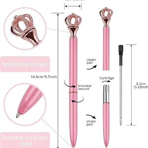 Pens Refills 20 Pcs 3.23in Ballpoint Pen Refills Refillable Replaceable Sparkling Bling Diamond