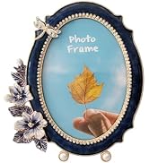 Pasiir Vintage Photo Frame 5x7, Hand Painted Floral Picture Frame with Metal Frame and High Defin...