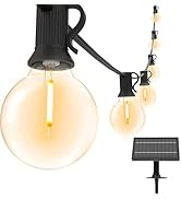Svater 100 FT Solar Outdoor String Lights with Remote, G40 Patio Light Shatterproof Dimmable Vint...