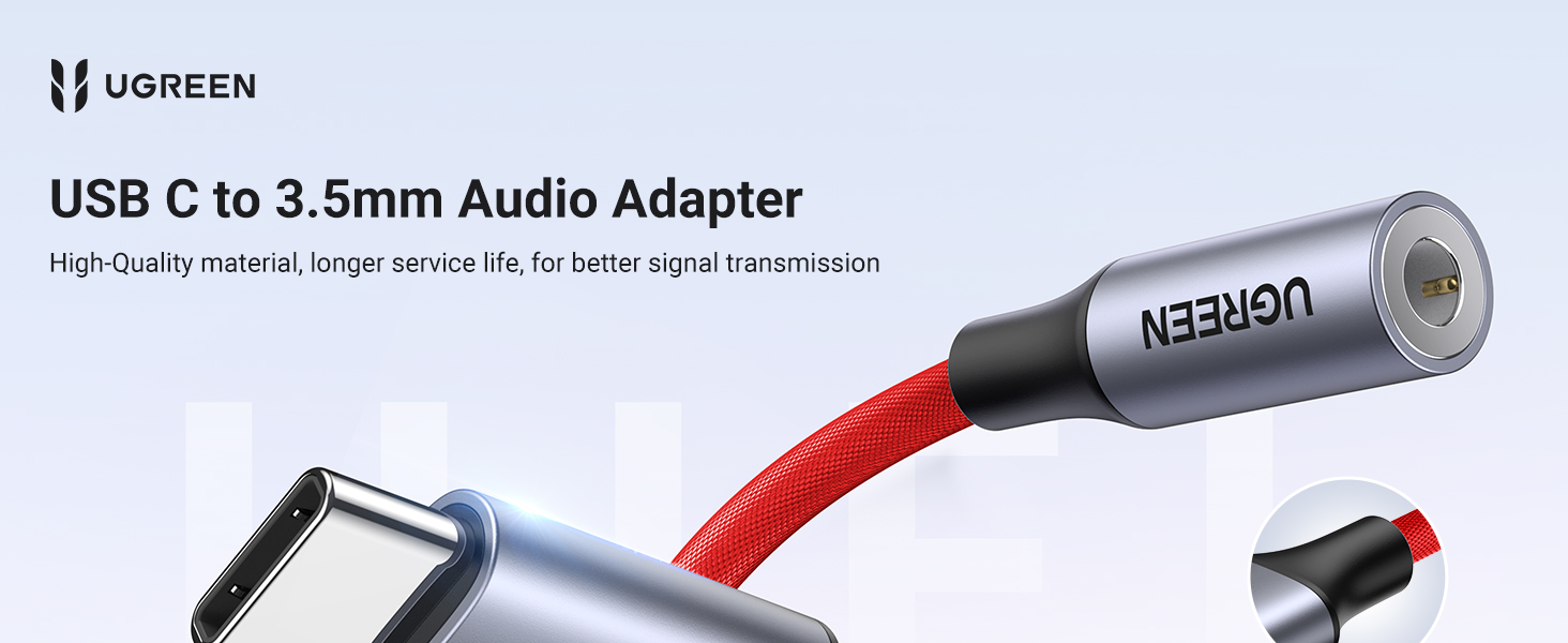 UGREEN Braided 24bit/96kHz USB C to 3.5mm Headphone Adapter with DAC Chip