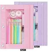 SKYDUE Pencil Pouch for 3 Ring Binder, Zipper Pencil Pouches for Girls Boys, Clear Window Pencil ...