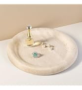 Koville Italian Round Travertine Tray, 8" Vanity Decorative Marble Tray for Countertop, Catchall ...