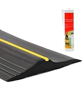 10Ft/3M Universal Garage Door Rubber Threshold Strip with Black Adhesive/Sealant, Weatherproof Se...