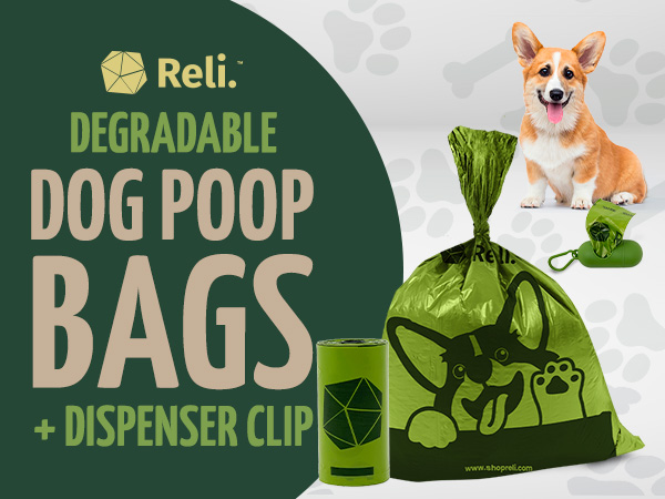 Eco Dog Poop Bags with Dispenser Clip (Green)