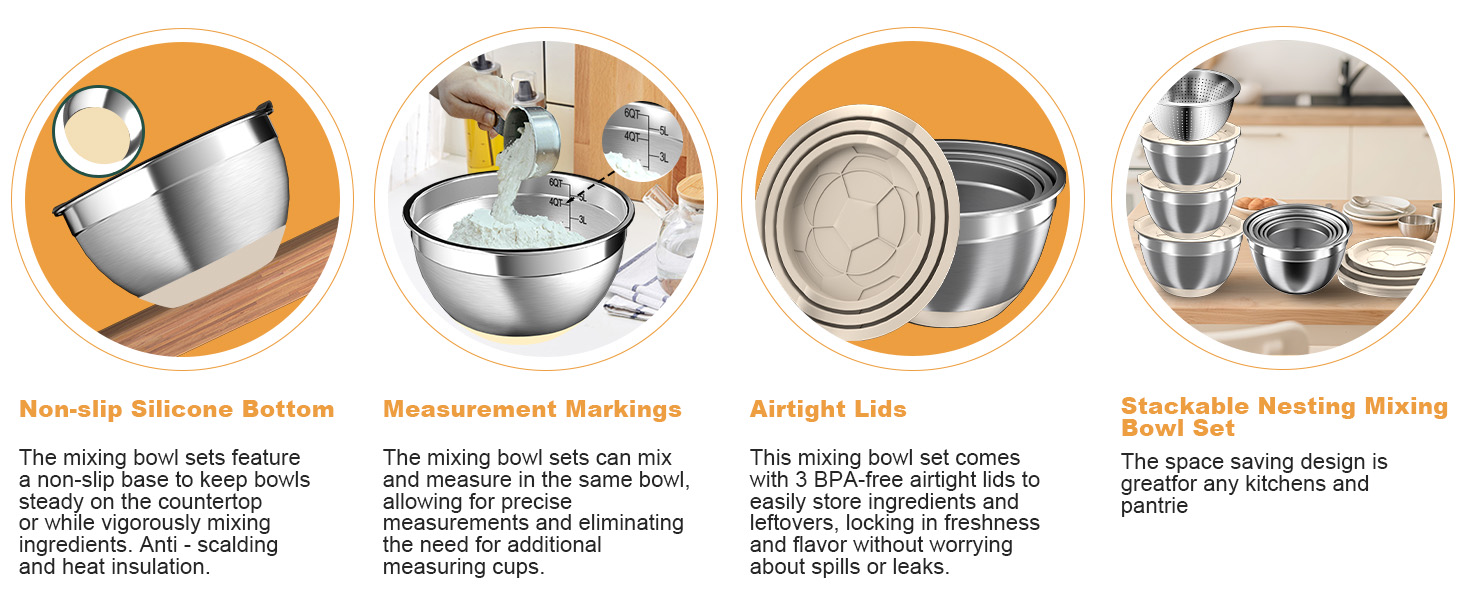 stainless steel mixing bowls with lids