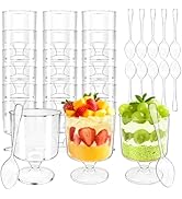 Pesilo 120 Pcs Mini Dessert Cups with Spoons, 5oz Small Clear Plastic Parfait Cup Reusable Appeti...