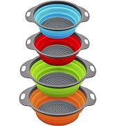QiMH Collapsible Colander and Strainer Set of 4, 2 PC 4 Quart(1 gal) and 2 PC 2 Quart(0.5 gal), F...