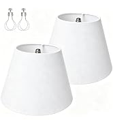 Qvtekn Small clip on Lamp Shades Set of 2 White Linen 5.5" x 10" x 6.6" | Includes 2 bulb clip ad...