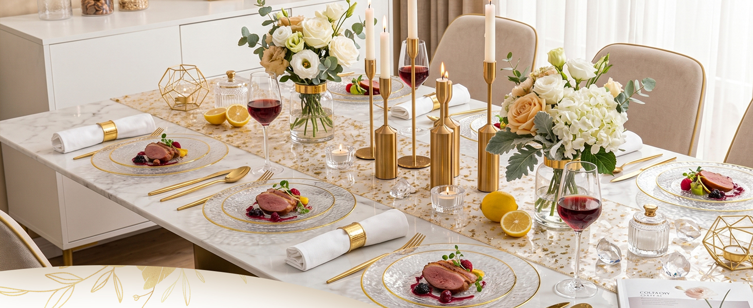 gold plastic plates