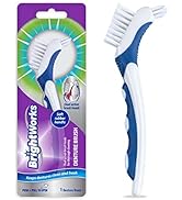 BrightWorks Denture Brush, Dual-Action Brush Heads, (Pack of 3)