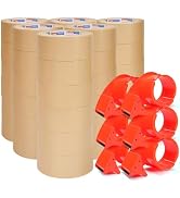 ADHES Coated Kraft Packing Tape with Dispenser, 2 Inch x 55 Yards, Heavy Duty Water Resistant Kra...