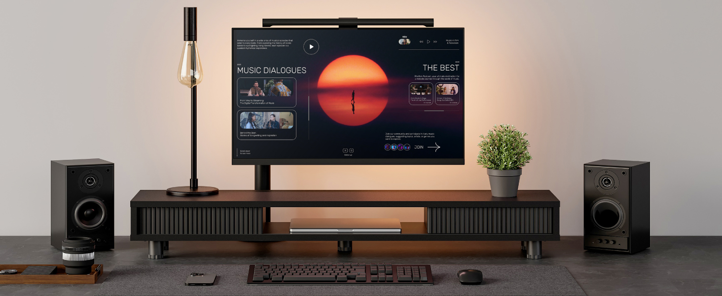 monitor stand with sliding door