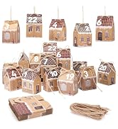Naler 24 PCS Christmas Kraft Paper Gift Boxes with Countdown Stickers - 2.7x1.9x2.3in, Xmas Candy...
