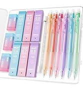WUO Cute Mechanical Pencil Set with Case, 6-Pack 0.5/0.7/0.9mm | 360 HB Leads, 3 Jelly Erasers, 1...