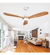 Ceiling Fans with Lights and Remote,60 Inch Unique Wood Ceiling Fan with Noiseless Reversible DC ...