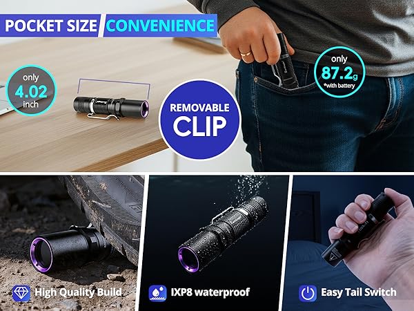 black light flashlight mini
