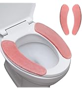 Soft Flannel Bathroom Seat Cover - Padded Non Slip Toilet Seat Cushion with Memory Foam, 1 Pair Pink