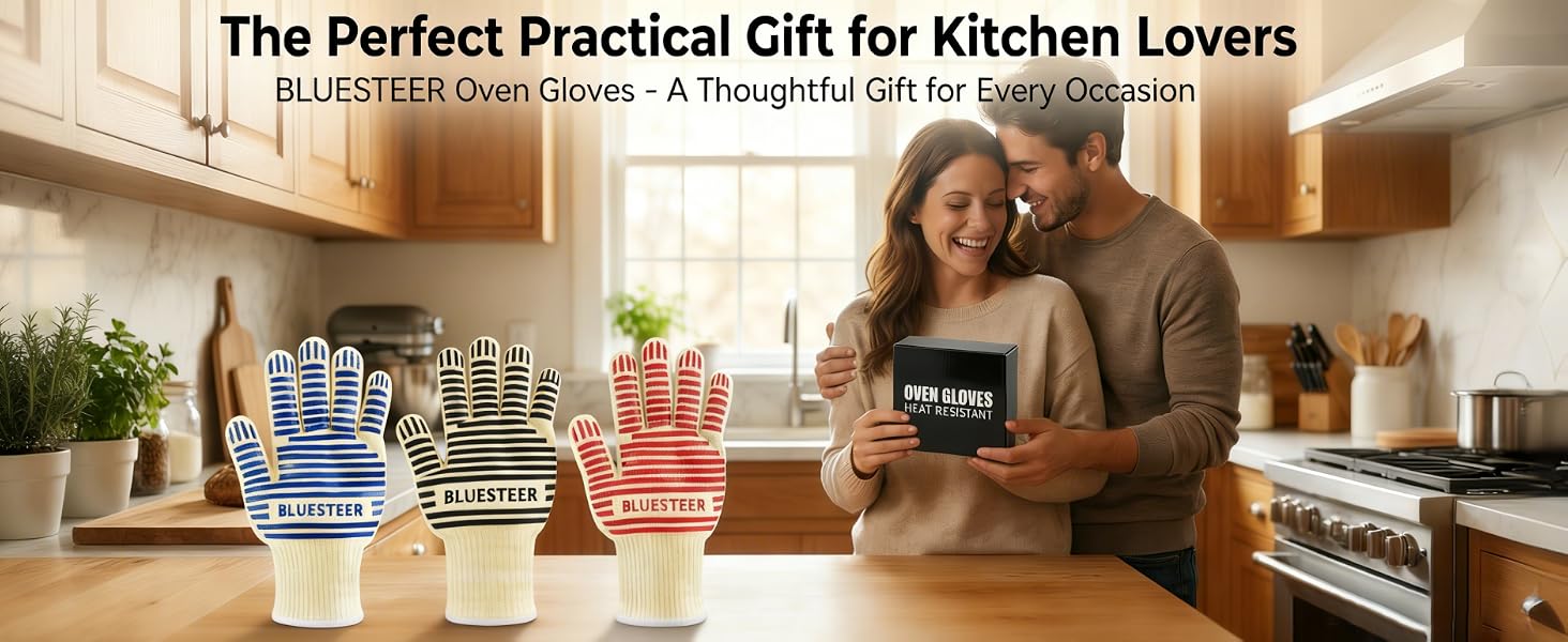 BLUESTEER oven gloves, great gift for kitchen lovers, multi-color