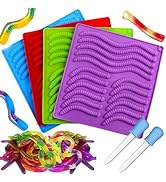 Palksky 4PCS gummy worm molds silicone for gummies candy, large fruit snack molds for kids