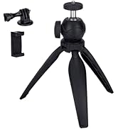 Mini Camera Tripod with Phone Holder & GoPro Mount,360° Ball Head Extendable Small Selfie Stick T...