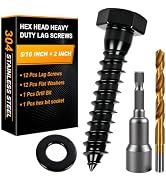 Xpokcai Hex Head Lag Bolts for Wood, 5/16" x 2", Lag Screws 12 Count | Hex Head Lag Screws for Wo...