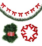 Baluue Christmas Garland 49. 2ft Artificial Pine Garland with 7 Bows and Bells Non-lit Soft Holid...